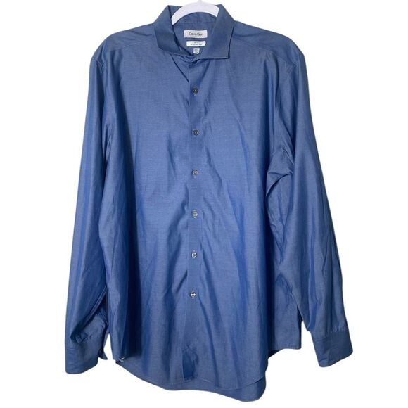 Calvin Klein Infinite Slim Fit No Iron Long Sleeve Button Up Men's Size 17 - Picture 1 of 11